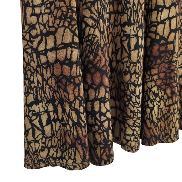 Chico's Travelers 3 Size XL Skirt Reptile Print Pull-On Midi Full A-line Slinky - Picture 4 of 5